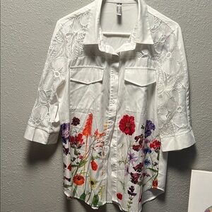 Floral Embroidered White Blouse